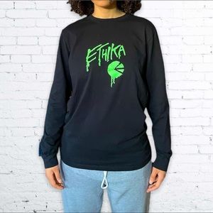 Ethika slime green drippy logo graphic long sleeve tee